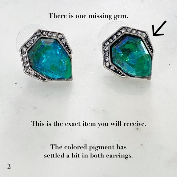 🆑 "Florence" Earrings || Green Crystal Pavé Studs - Picture 5 of 9